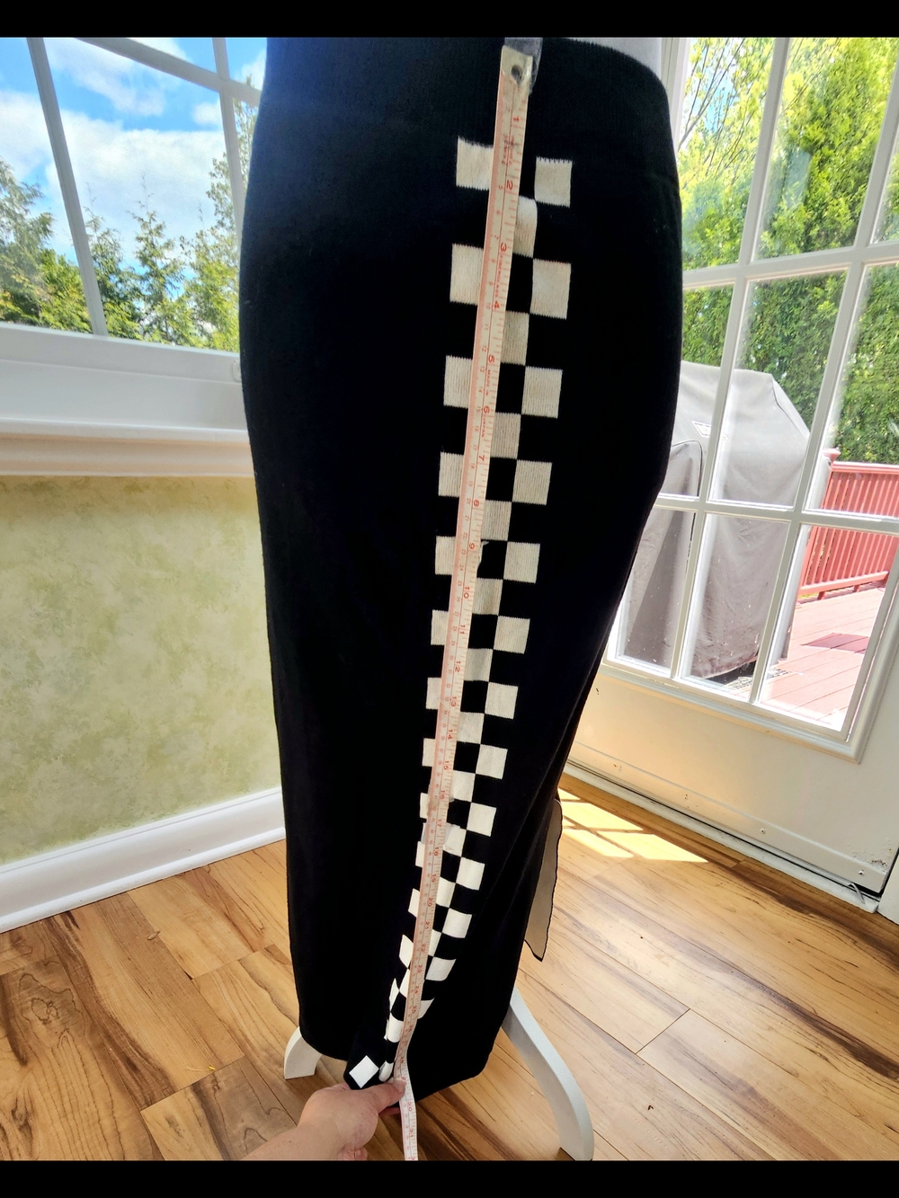 Source Unknown Black Pencil Skirt with White Checker Stripe - Picture 5 of 7